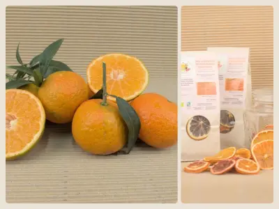 Caja Mixta Ecológica 10.1 kg (10 kg mandarinas + 100 g cítricos deshidratados)